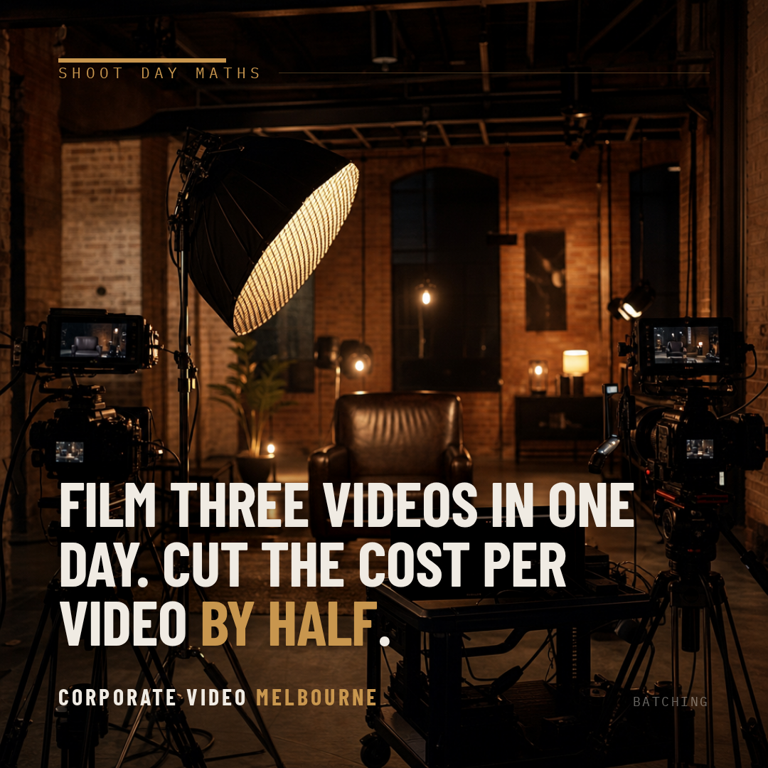 Film three videos in one day. Cut the cost per video by half.